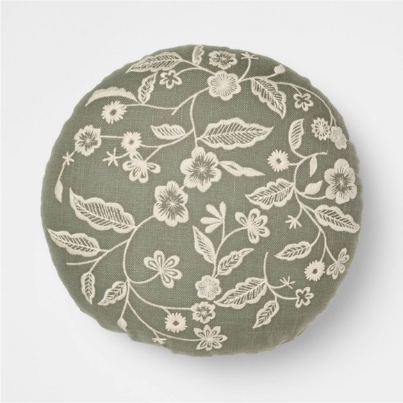 14” Embroidered Floral Round Pillow - Threshold with Studio McGee - Picture 1 of 4